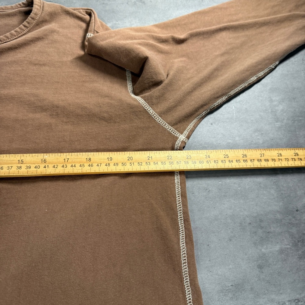 Abercrombie & Fitch Henley Shirt Mens Large Brown Contrast Stitch Long Sleeve - Picture 6 of 9